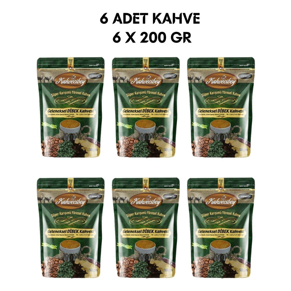 Kahvecibey Traditional Dibek Coffee 6 x 200 gr - MALLTURK