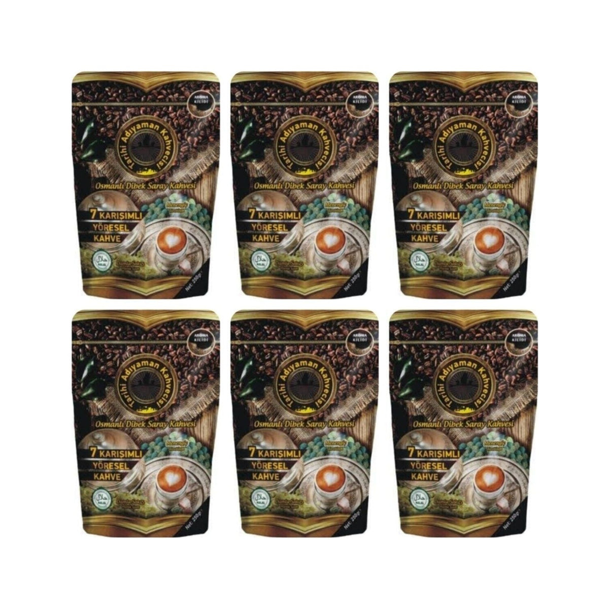 Historic Adiyaman Coffee House - Ottoman Dibek Coffee 200 Grm - 6 Pack Advantageous Package - MALLTURK
