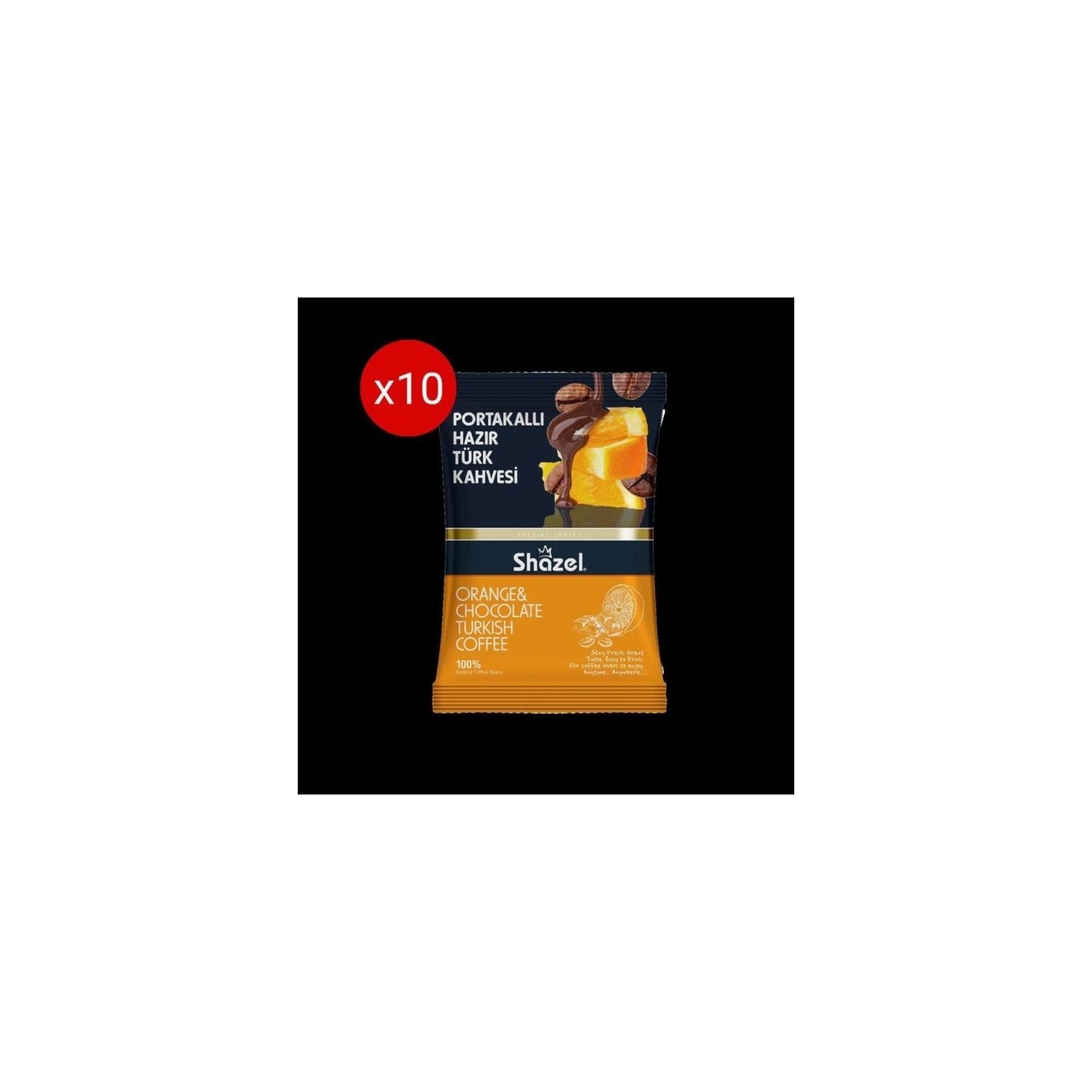 Shazel Orange Flavored instant Turkish Coffee 100g (10 Packets of 100g) - MALLTURK