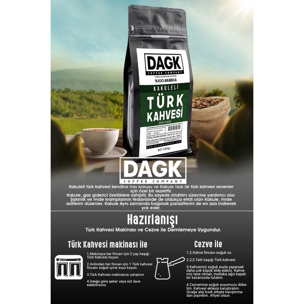 Dagk Cardamom-infused Turkish Coffee 200g Ground - MALLTURK