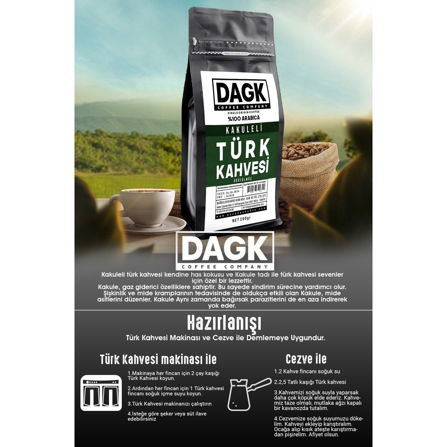 Dagk Cardamom-infused Turkish Coffee 200g Ground - MALLTURK