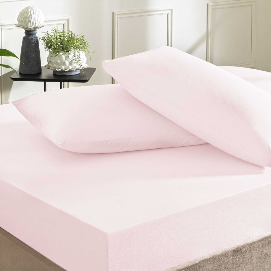 Tac color dreams ranforce Double Bed Sheet Set Powder Pink - MALLTURK