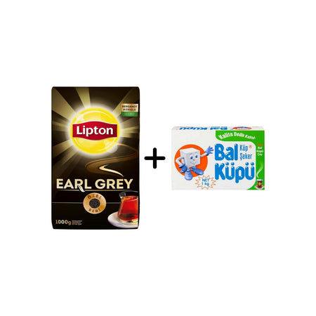 Lipton Earl Grey loose leaf black tea 1000 g + Balkupu Kesme Seker 1000 g - MALLTURK