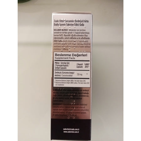 Zade Vital Zadevital Curcumin FORTEDAILY 60 Cap. - MALLTURK