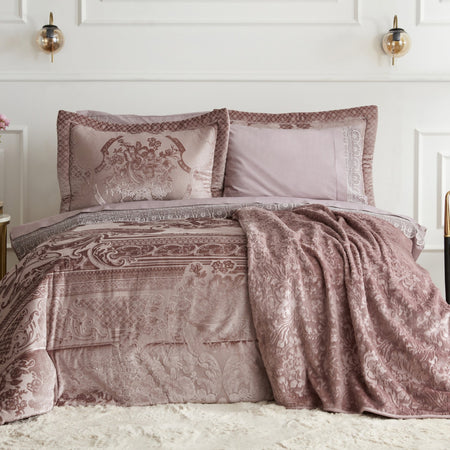 Karaca Home Valeria Queen 8-Piece Bridal Set, Rose Pink - MALLTURK