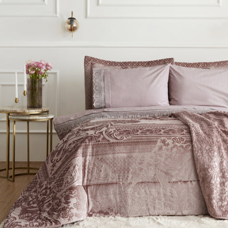 Karaca Home Valeria Queen 8-Piece Bridal Set, Rose Pink - MALLTURK