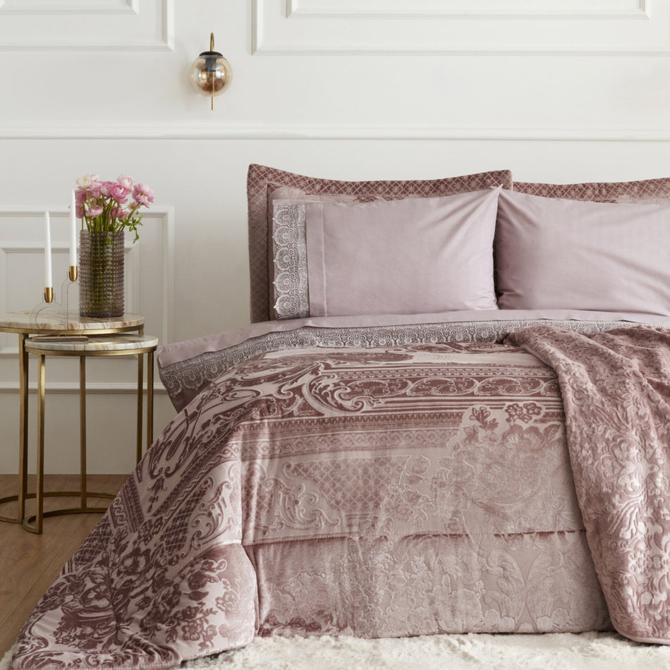 Karaca Home Valeria Queen 8-Piece Bridal Set, Rose Pink - MALLTURK