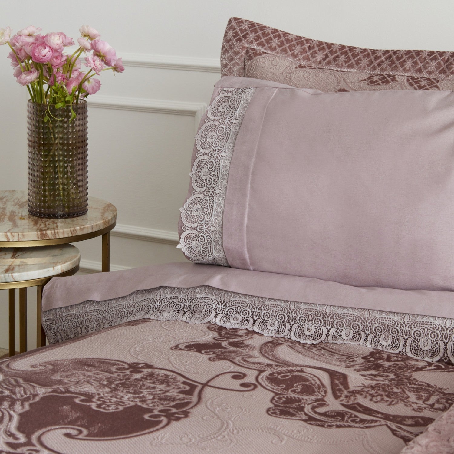 Karaca Home Valeria Queen 8-Piece Bridal Set, Rose Pink - MALLTURK