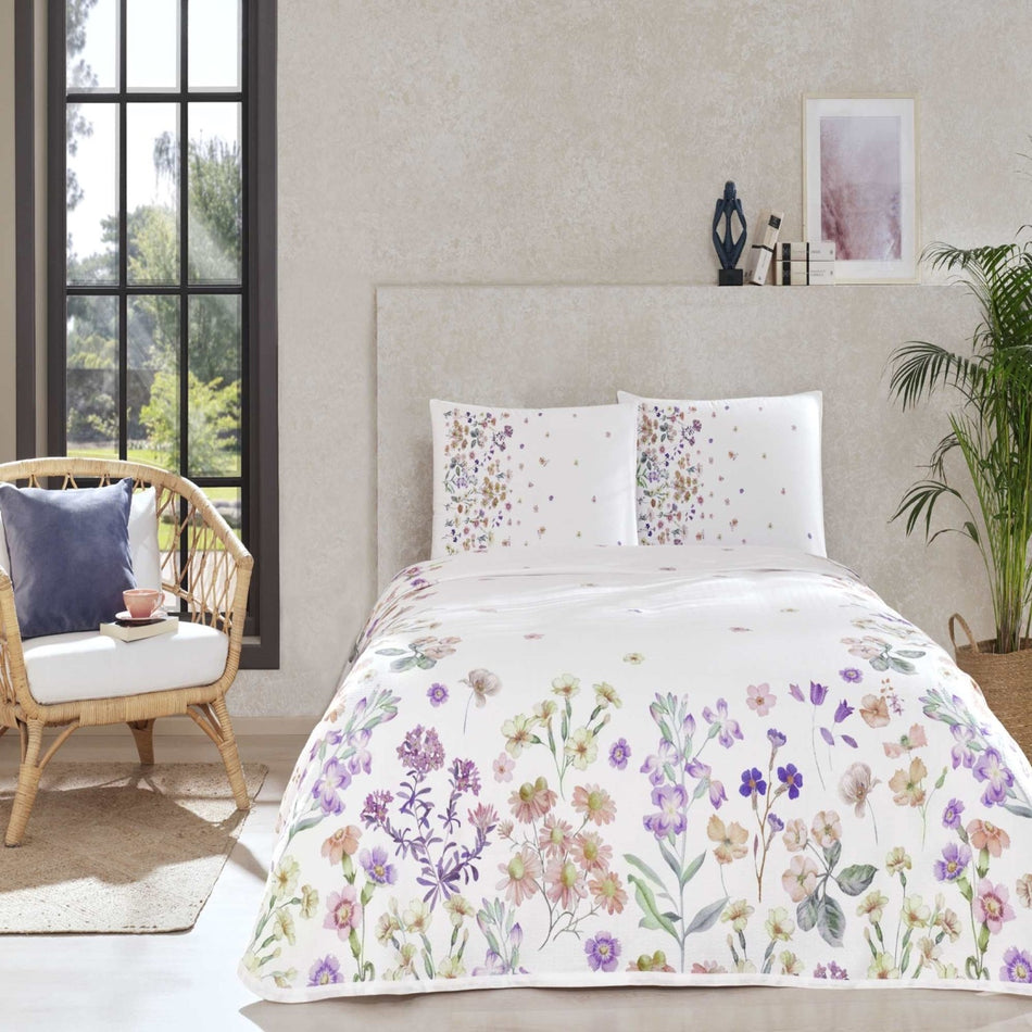 Tac Printed gleam Double Pique Bedding Set Lilac - MALLTURK