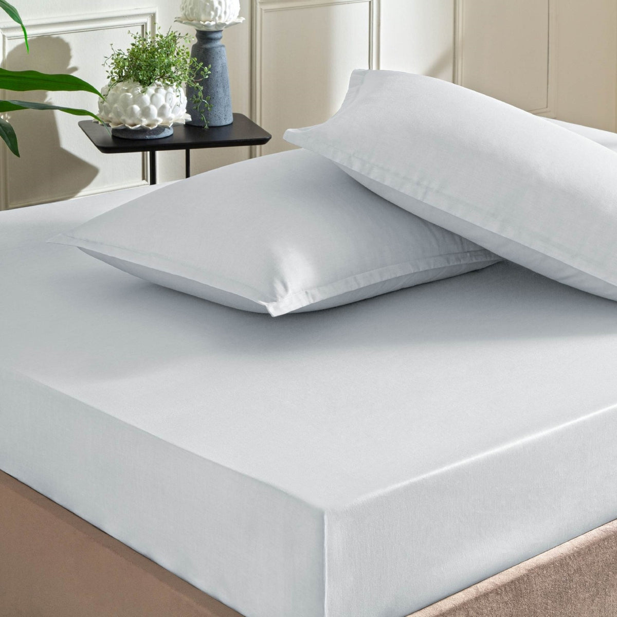Tac color dreams saten Double Bed Sheet Set Gray - MALLTURK