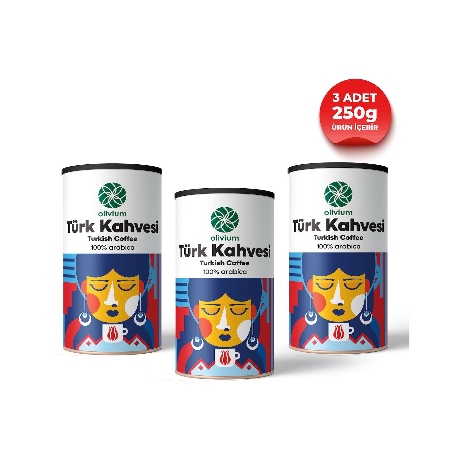 Olivium Turkish Coffee Tin Can (3 x 250 Grams) - MALLTURK