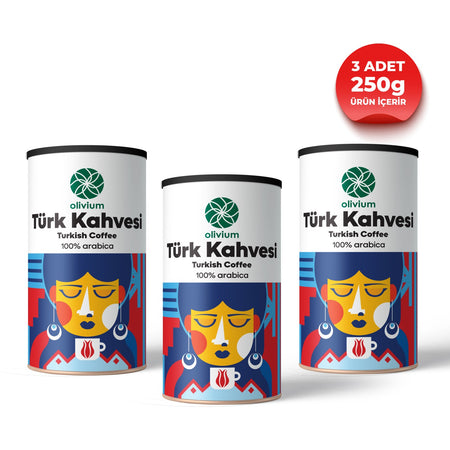 Olivium Turkish Coffee Tin Can (3 x 250 Grams) - MALLTURK
