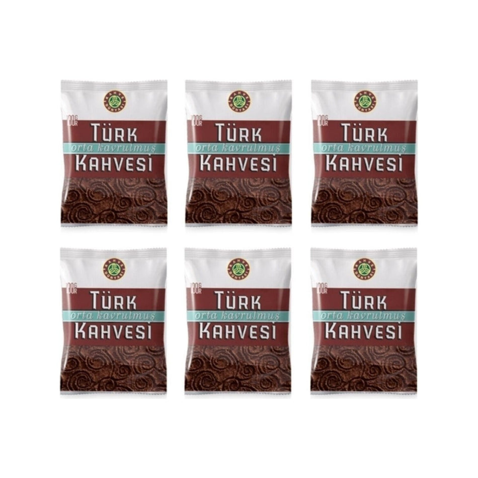 Coffee World Medium Roast Turkish Coffee 100 gr x 6 Packs Unique Flavor from Brazil - MALLTURK