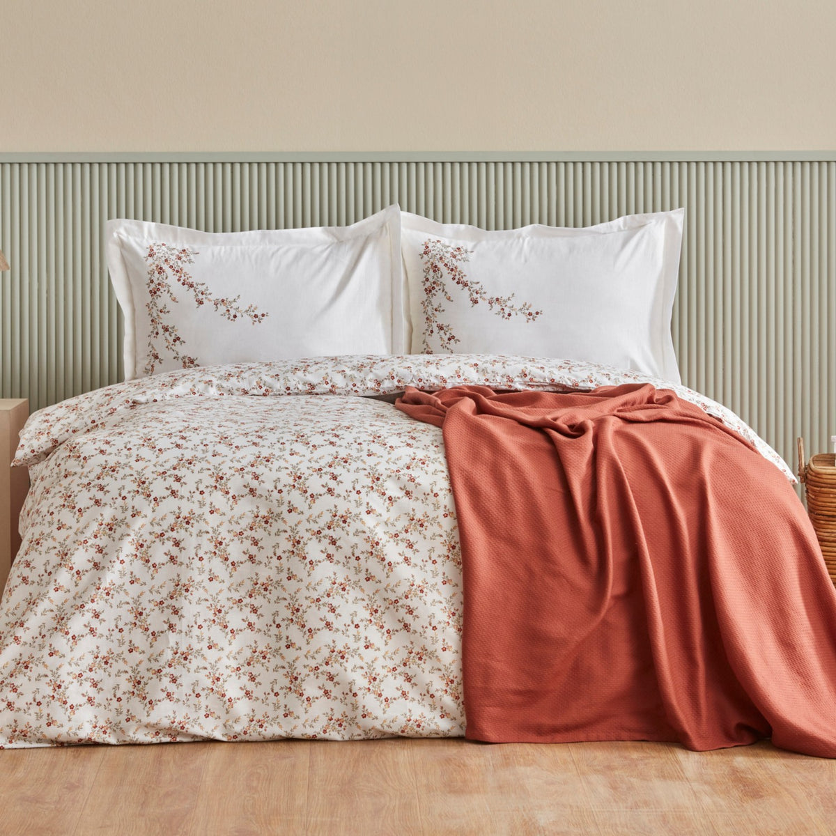 Karaca Home Mizu %100 Cotton Double With Pique Bedspread Duvet Cover Set - MALLTURK