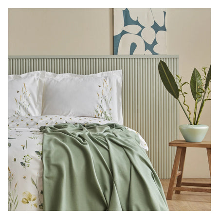 Karaca Home Herbal %100 Cotton Double Duvet Cover and Pique Set White - MALLTURK