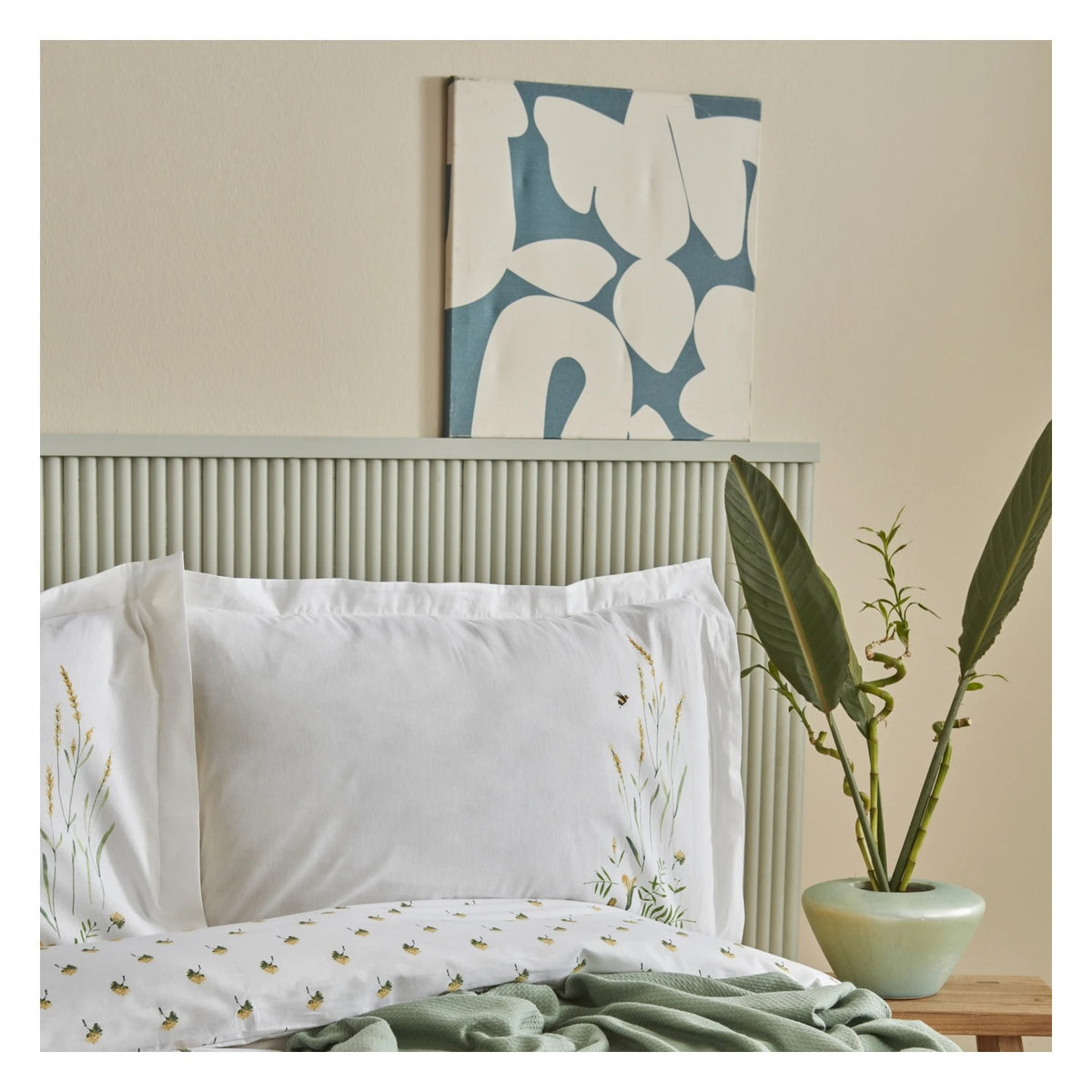 Karaca Home Herbal %100 Cotton Double Duvet Cover and Pique Set White - MALLTURK