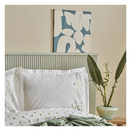 Karaca Home Herbal %100 Cotton Double Duvet Cover and Pique Set White - MALLTURK