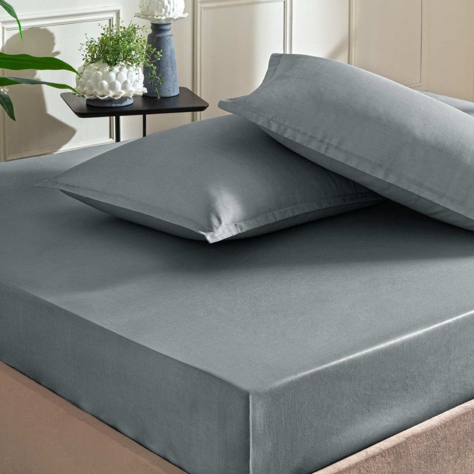 Tac color dreams saten Double Bed Sheet Set Anthracite - MALLTURK