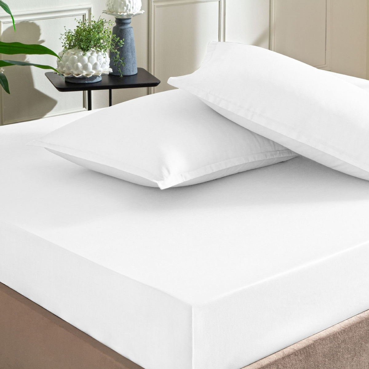 Tac color dreams saten Double Bed Sheet Set White - MALLTURK