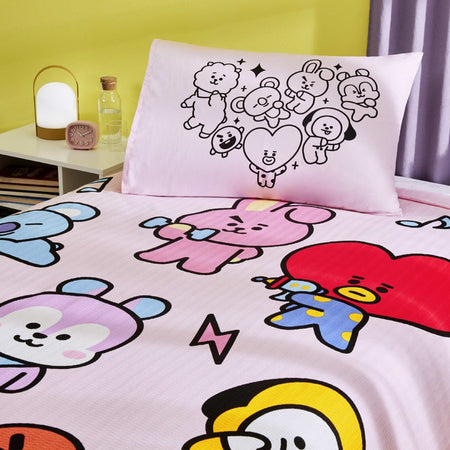 Tac Licensed bt21 Single Cotton Pique Bedding Set - MALLTURK