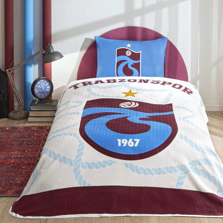 Tac Licensed trabzonspor Blue Single Cotton Pique Bedding Set - MALLTURK