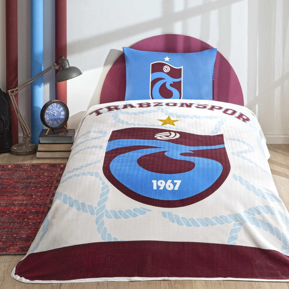 Tac Licensed trabzonspor Blue Single Cotton Pique Bedding Set - MALLTURK