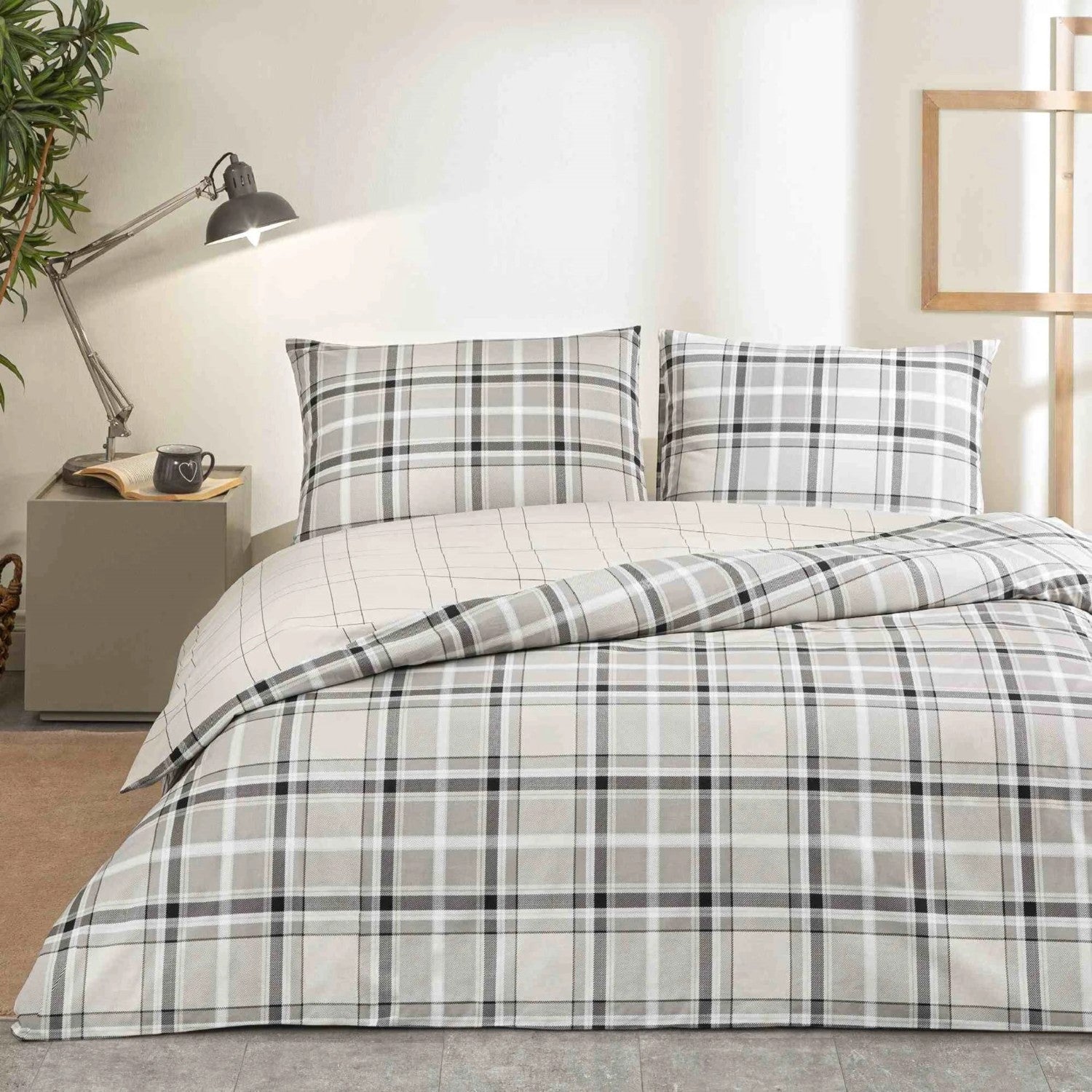 Tac Caleb Ranforce Single Duvet Cover Set Gray - MALLTURK