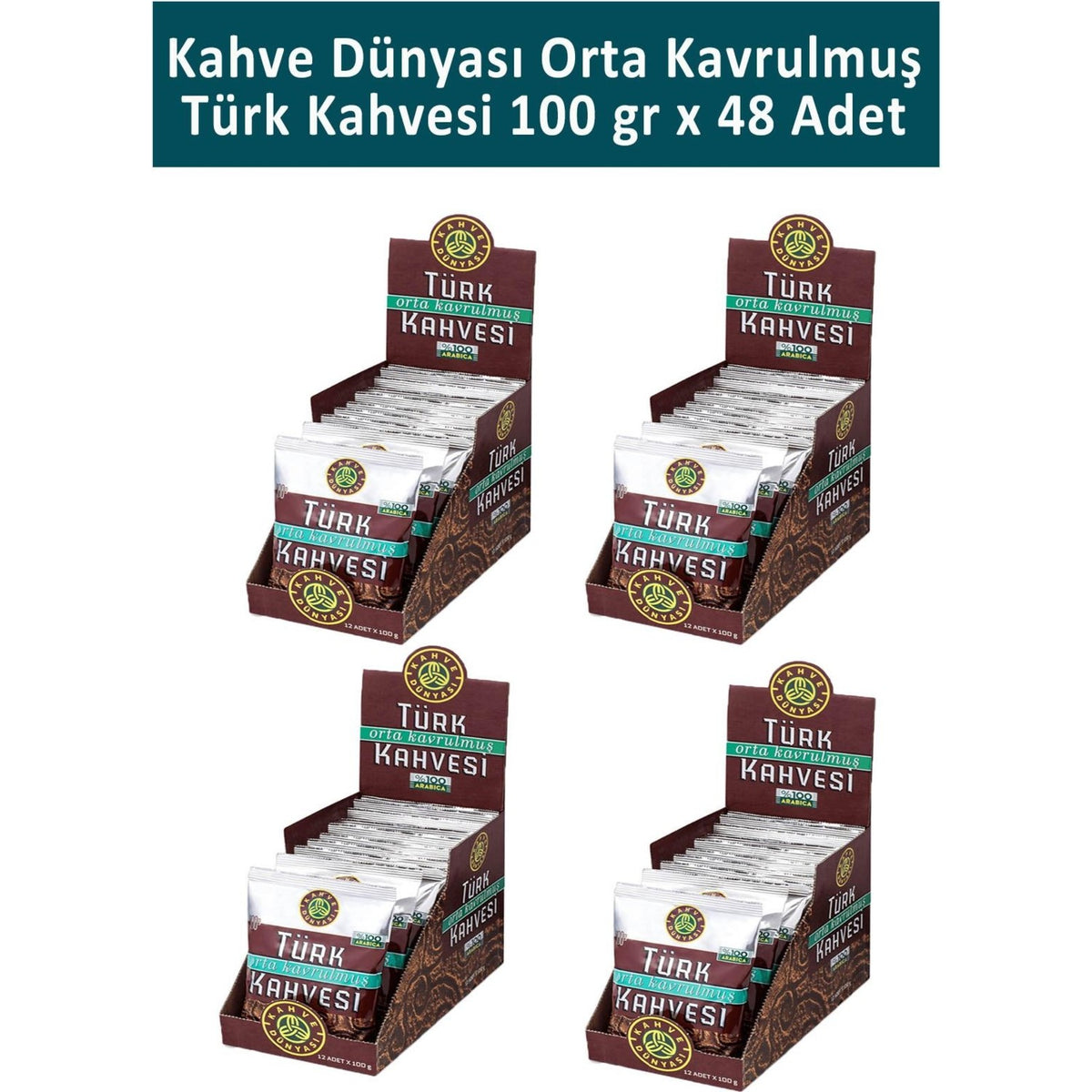 Coffee World Medium Roast Turkish Coffee 100 gr x 48 Packs Unique Flavor from Brazil - MALLTURK
