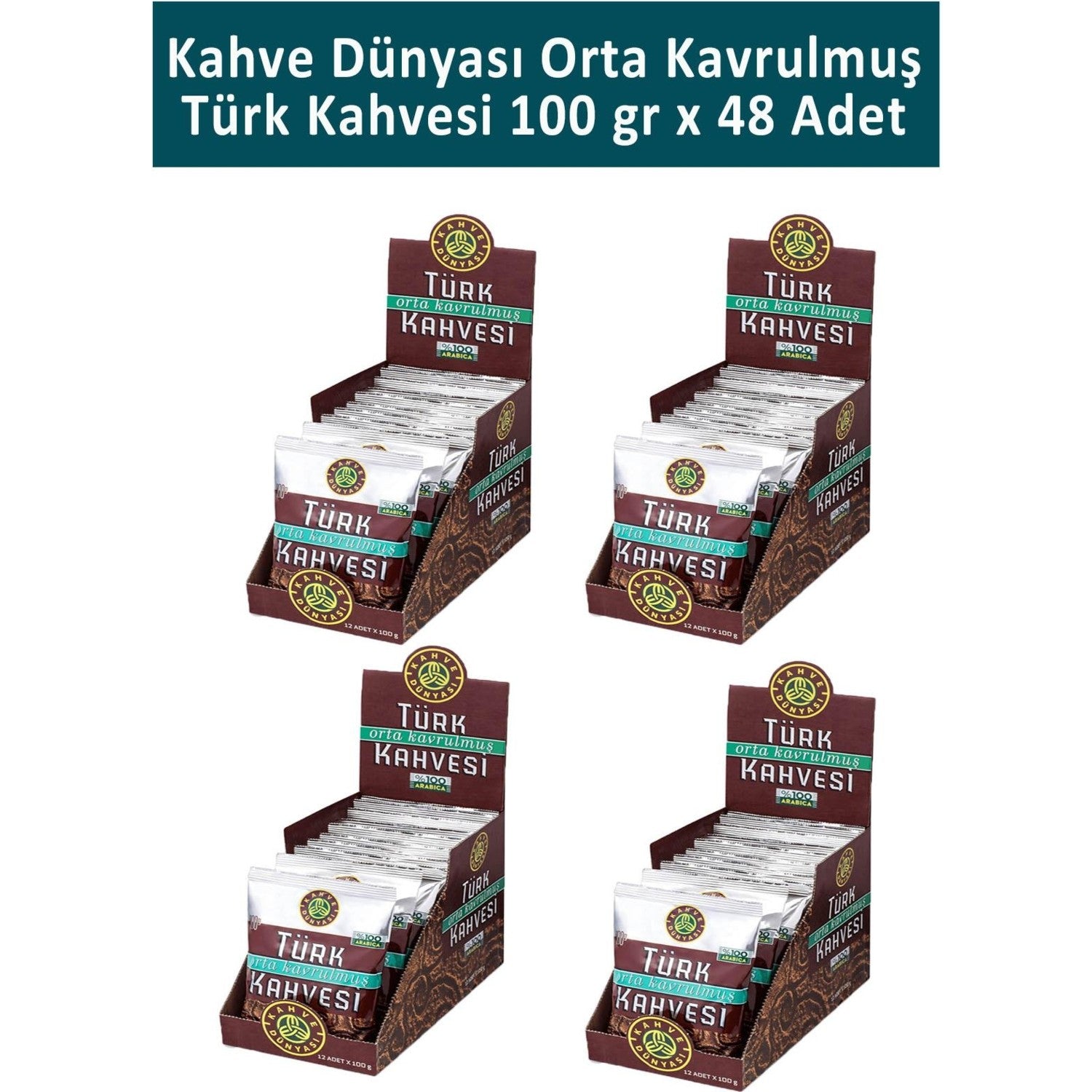 Coffee World Medium Roast Turkish Coffee 100 gr x 48 Packs Unique Flavor from Brazil - MALLTURK