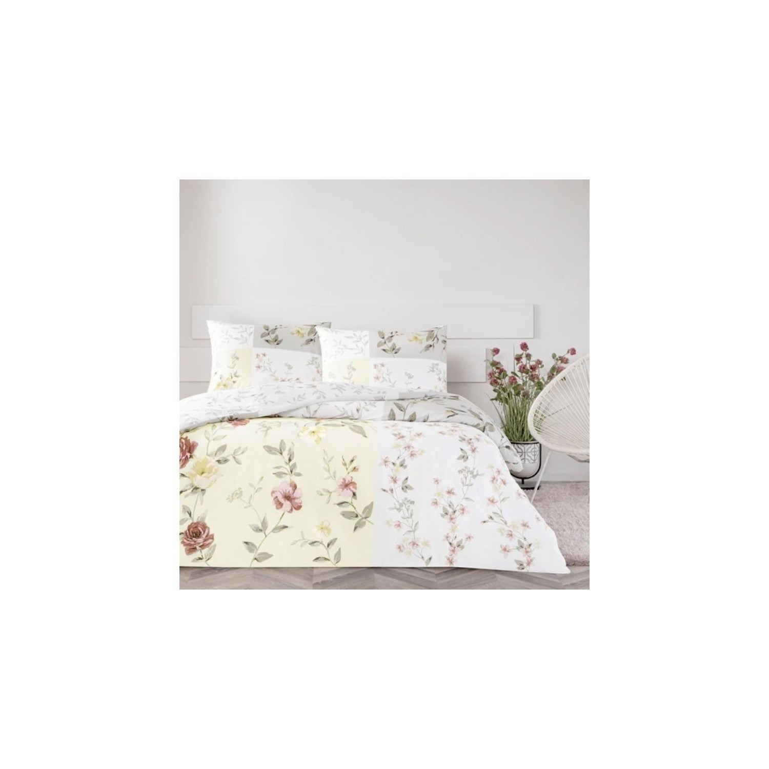 Tac Sandra Ranforce Single Duvet Cover Set Ekru - MALLTURK