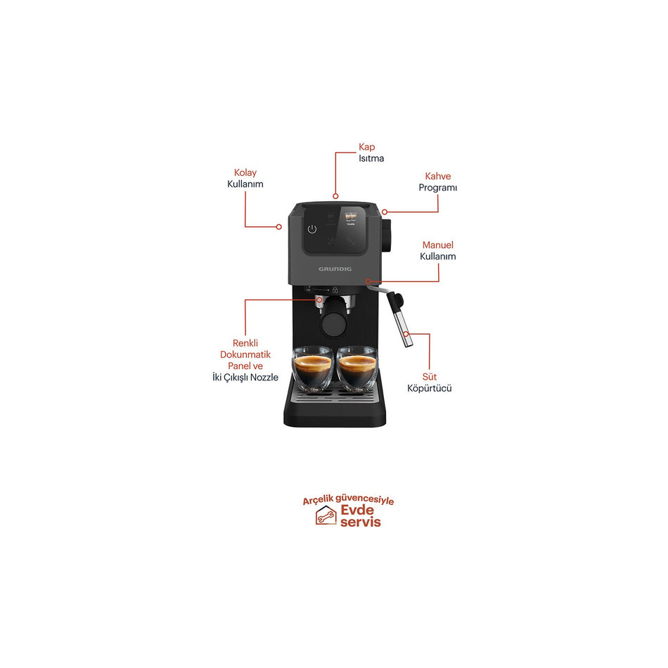 Grundig KSM 4330 Delisia Semi-Automatic Espresso Machine with Milk Frother
