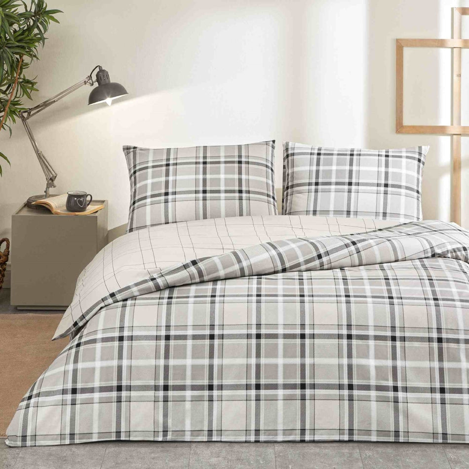 Tac Caleb Ranforce Double Duvet Cover Set Gray - MALLTURK