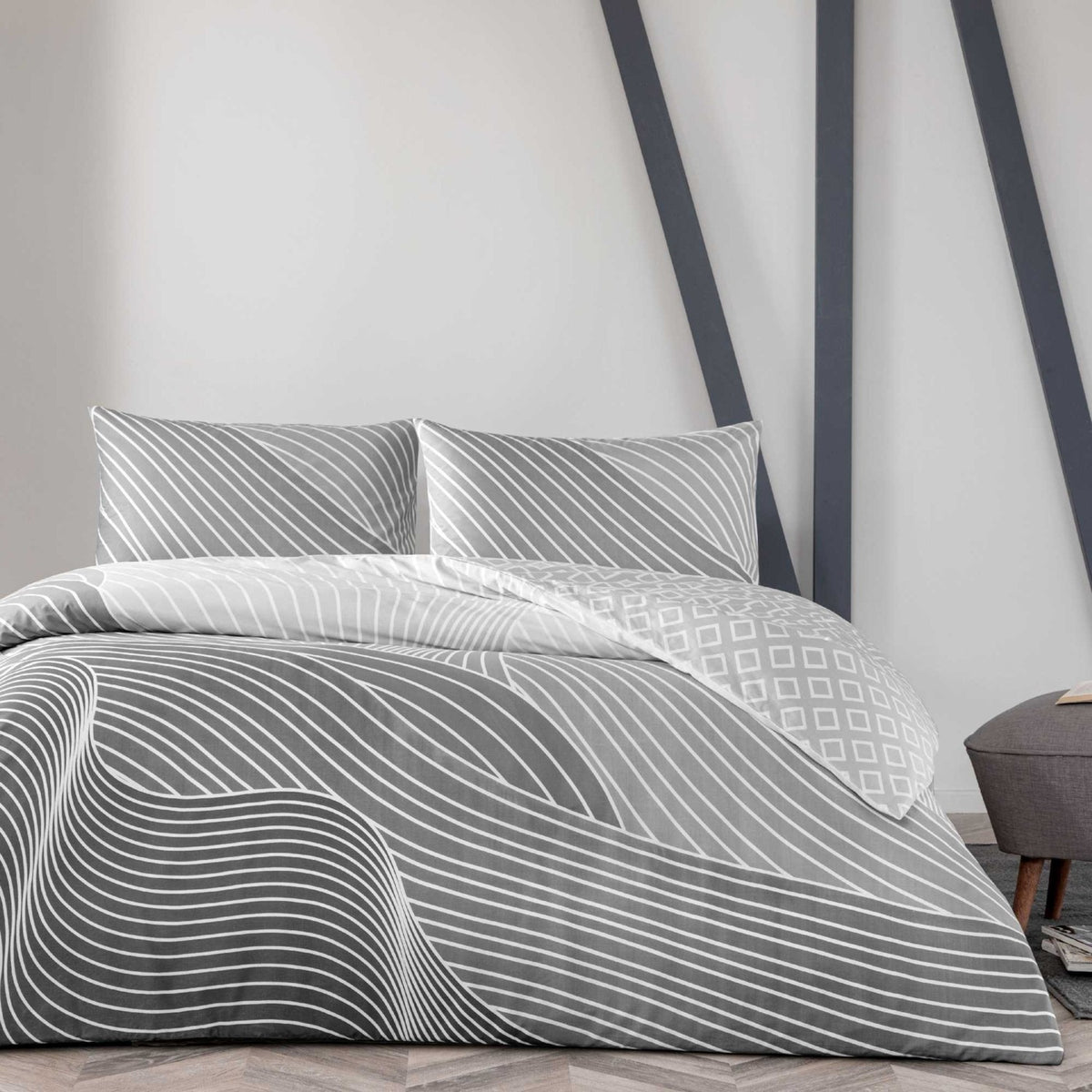 Tac Crumbly Ranforce Single Duvet Cover Set Gray - MALLTURK
