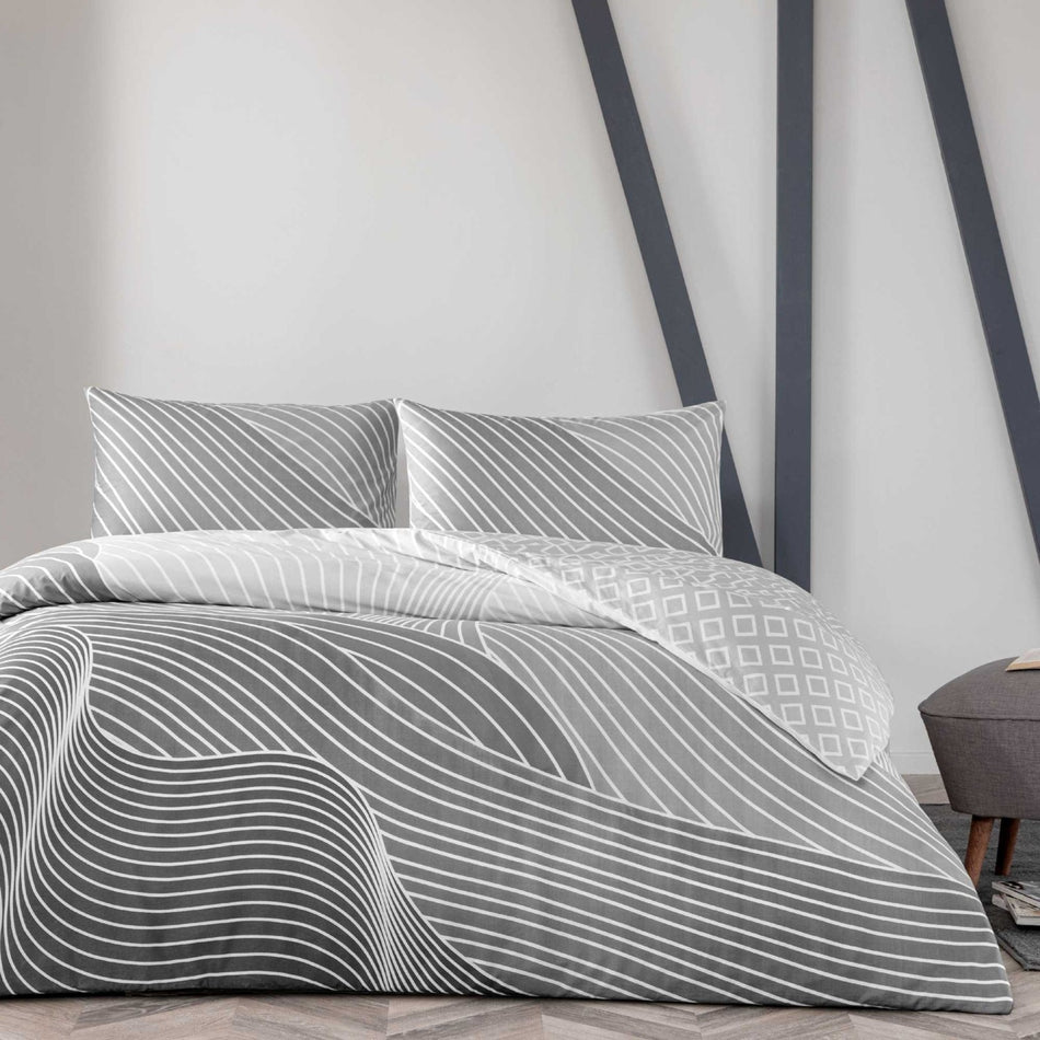 Tac Crumbly Ranforce Single Duvet Cover Set Gray - MALLTURK