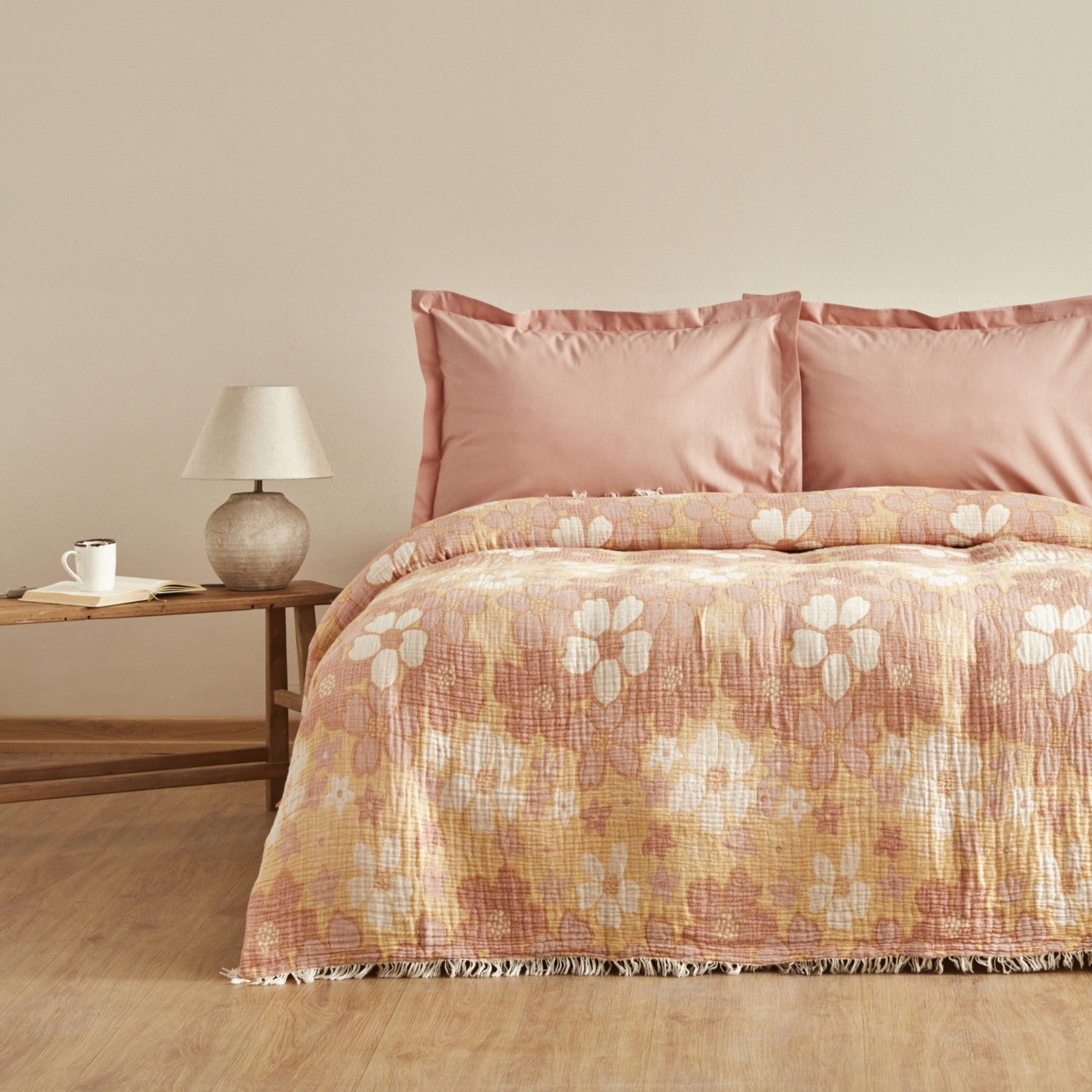 Karaca Home Nelly Muslin Double Bedspread Set Salmon - MALLTURK
