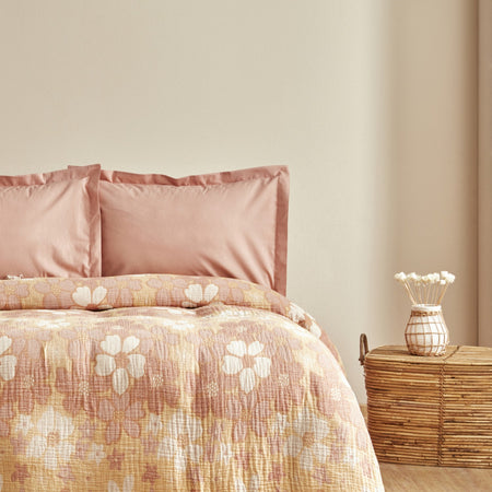 Karaca Home Nelly Muslin Double Bedspread Set Salmon - MALLTURK