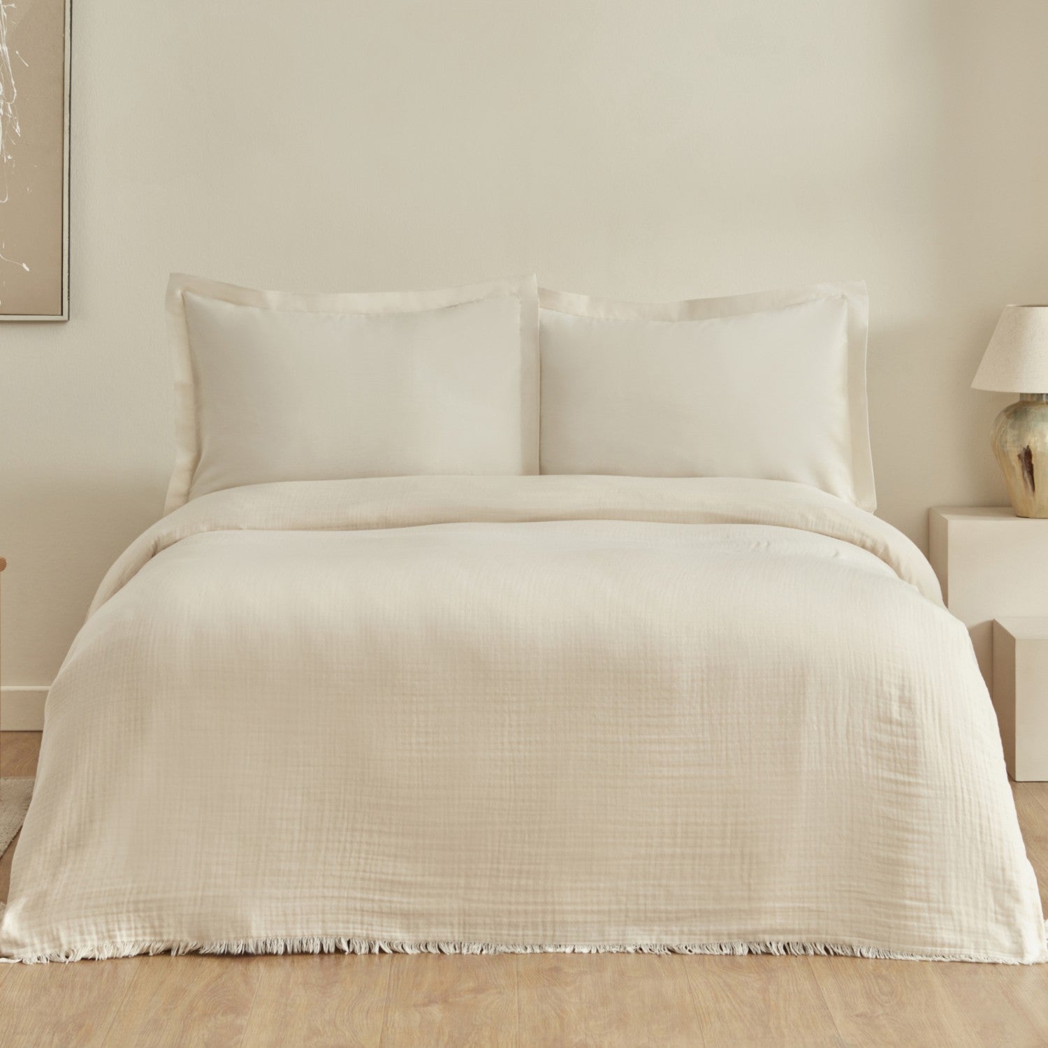 Karaca Home Minel Double Pique Bedspread Set Beige - MALLTURK