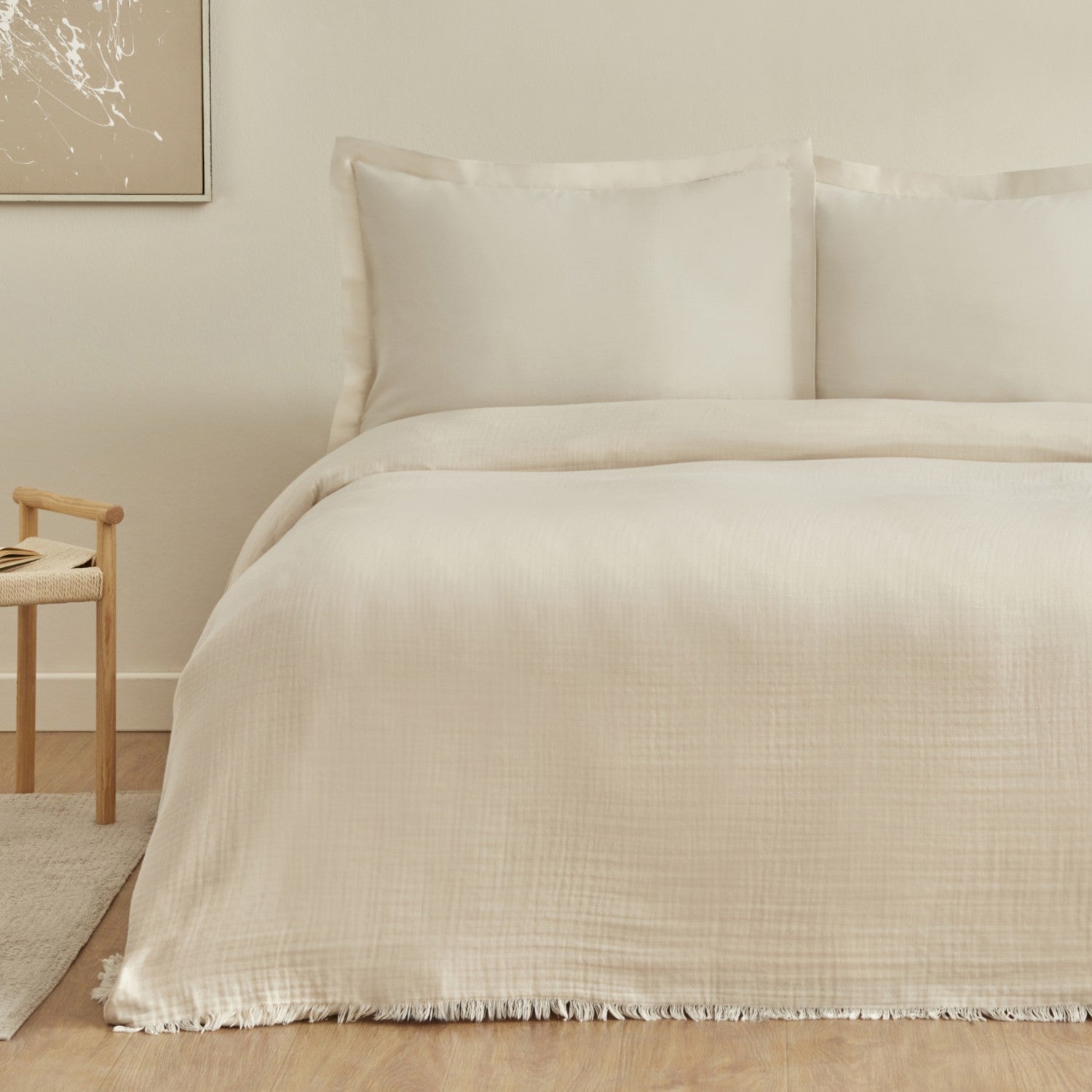 Karaca Home Minel Double Pique Bedspread Set Beige - MALLTURK