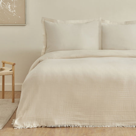 Karaca Home Minel Double Pique Bedspread Set Beige - MALLTURK