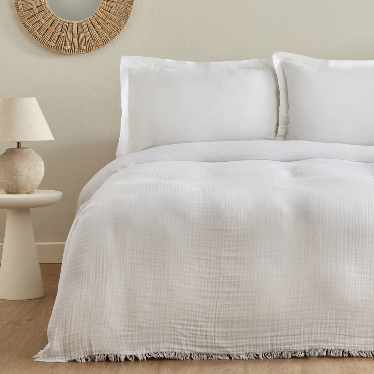 Karaca Home Minel Double Pique Bedspread Set Offwhite - MALLTURK