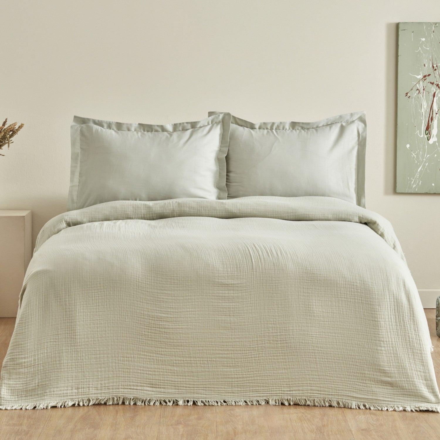 Karaca Home Minel Double Pique Bedspread Set, Sage - MALLTURK