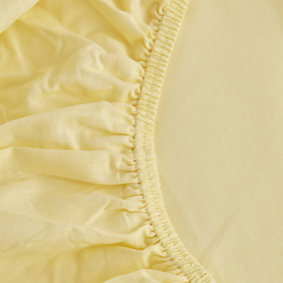 Karaca Home 100% Cotton Fitted Sheet, Single Size, Yellow - MALLTURK