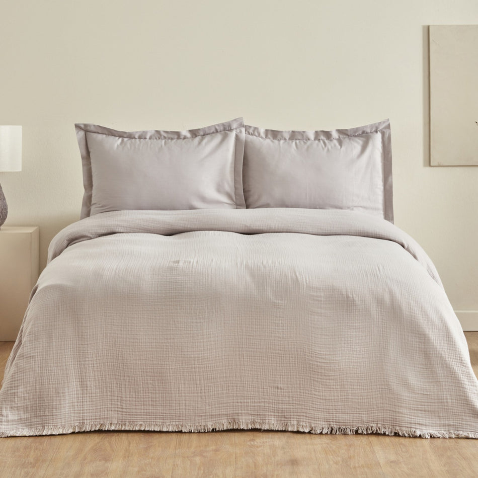 Karaca Home Minel Muslin Double Bedspread Set ice Grey - MALLTURK
