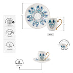 Karaca Iznik Turkish Coffee Cup Set for 6, 80 ml