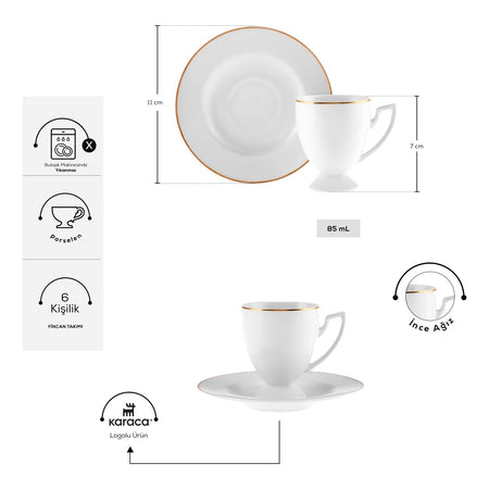 Karaca Boyoz Turkish Coffee Cup Set for 6, 85 ml - MALLTURK