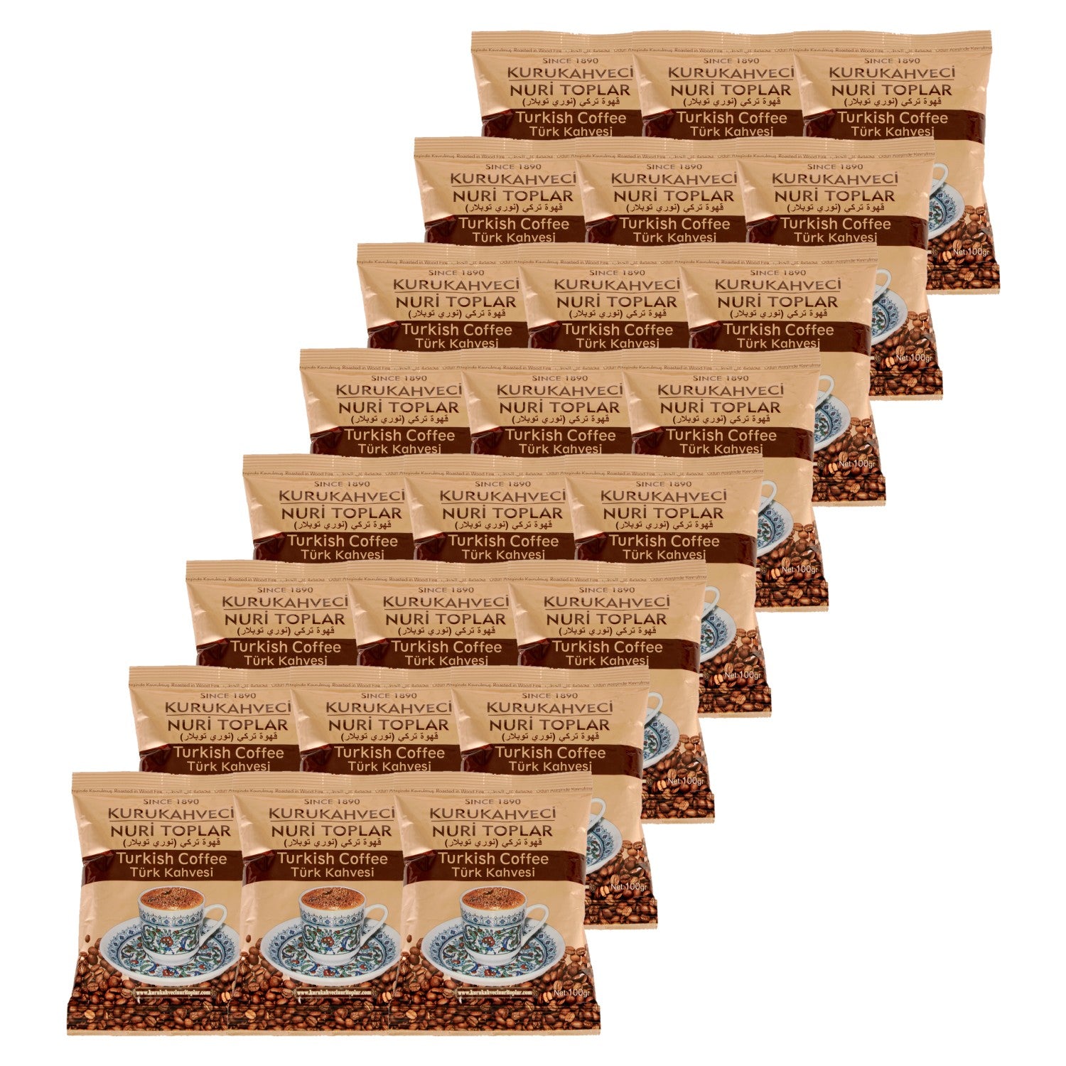 Nuri Toplar Turkish Coffee 100 gr Foil x 24 Pieces Stand Box - MALLTURK