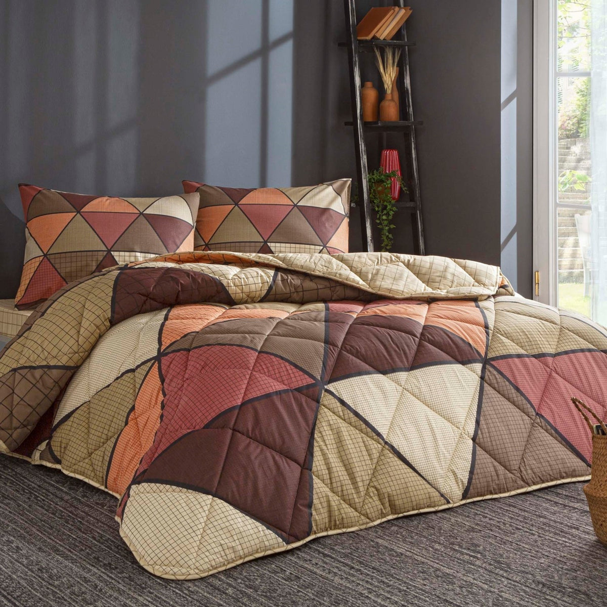 Tac Astra Ranforce Double Duvet Set Brown - MALLTURK