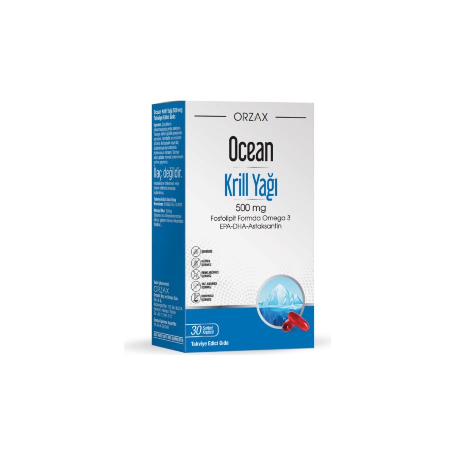 Orzax Ocean Krill Oil 500 Mg Omega 3 30 Softgel Capsule Antartika Krillinden Elde Edilen Guvenilir Supplement - MALLTURK