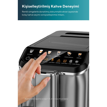 Kumtel LatteNow HCM-02 Fully Automatic Espresso Machine with Coffee Grinder, 1350 W - MALLTURK