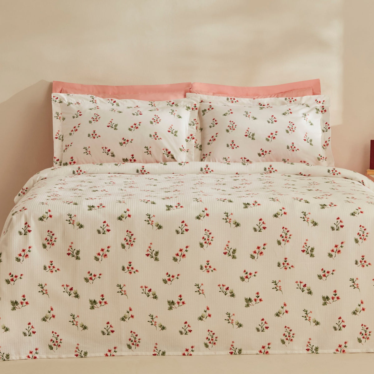Karaca Home Silvie 100% Cotton Double Bed Quilted Bedding Set Red - MALLTURK